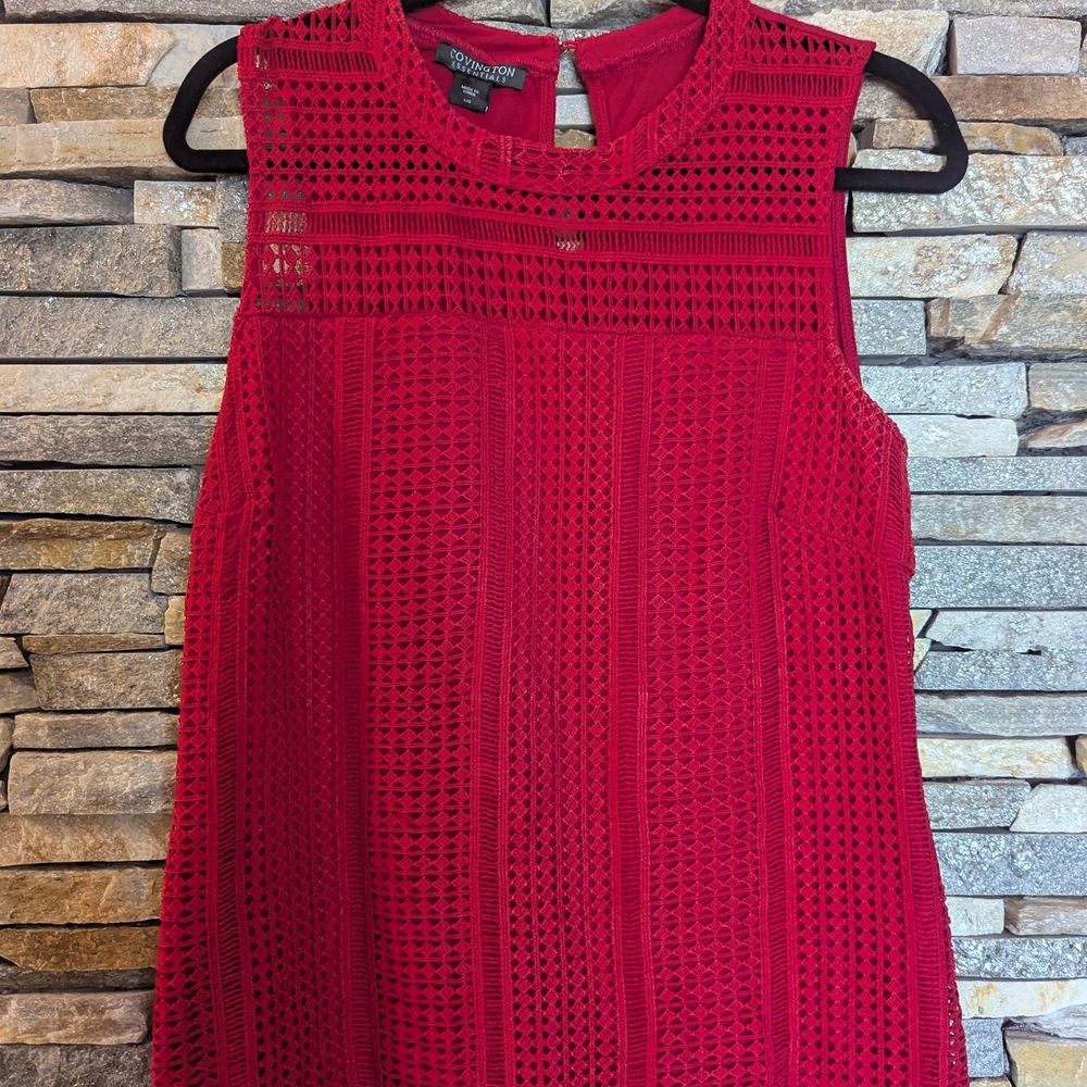 Red Knit Sleeveless Blouse, Size L